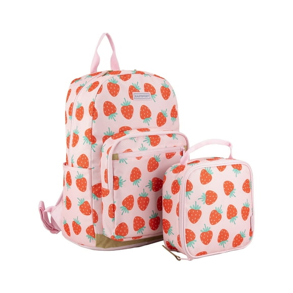 Eastsport Unisex 17" Backpack & Lunch Box 2-Piece Set, Strawberry Dream