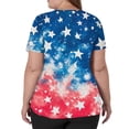 thumbnail image 4 of Women V Neck Short Sleeve Printed Scrub Top with Star Pattern and Two Front Pockets for Work Uniforms Blue L, 4 of 5