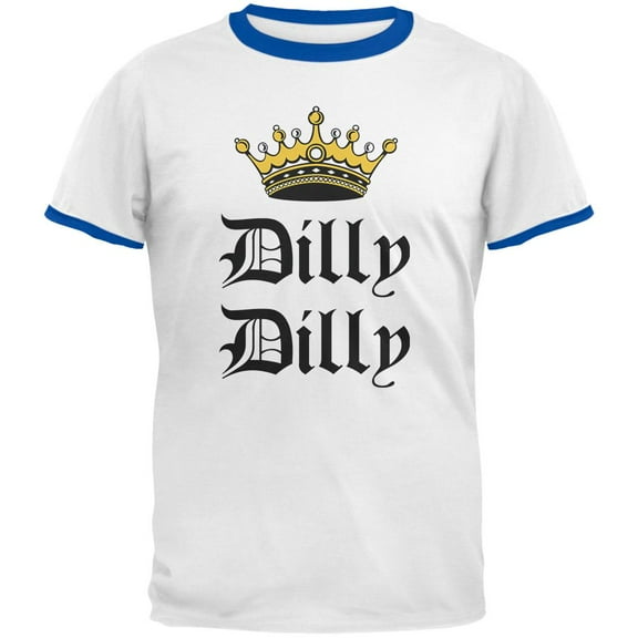 Dilly Dilly Crown Olde English Mens Ringer T Shirt White-Royal SM