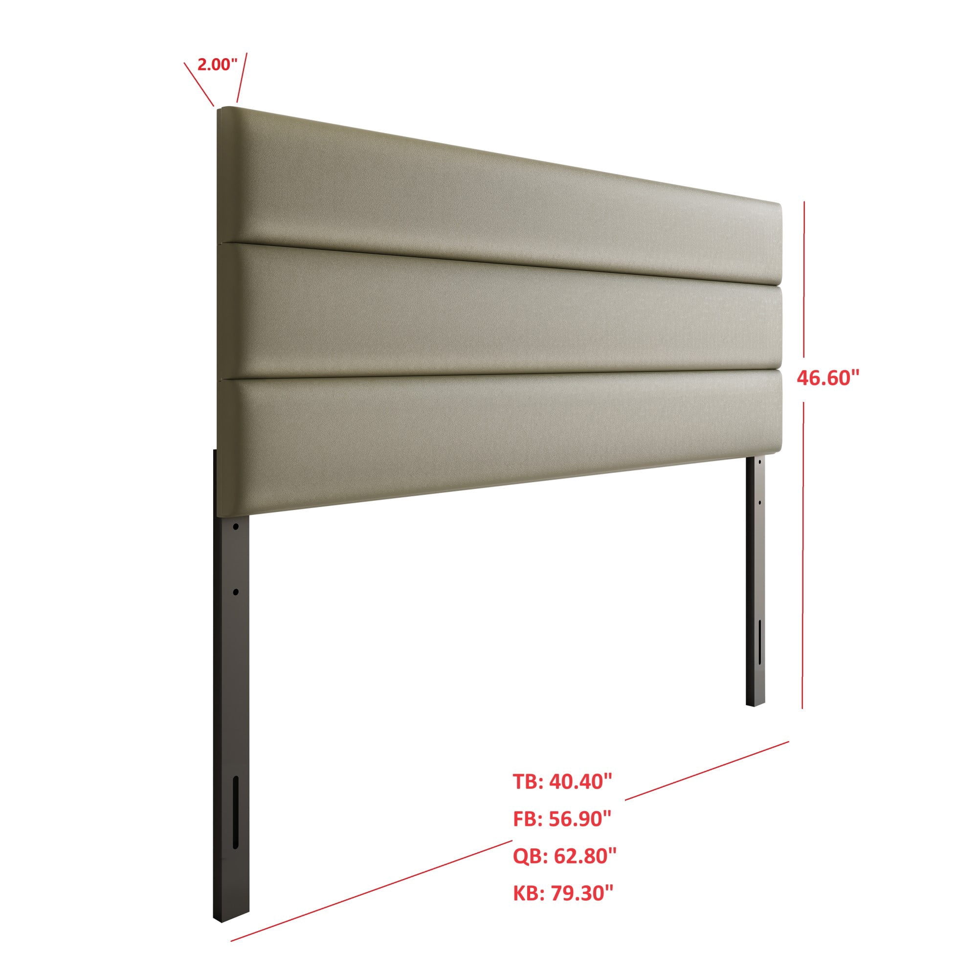 Home Design Scranton Twin Upholstered Headboard with Padded Surface and Soft Fabric, Silver, Easy Assembly