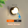 thumbnail image 3 of Aplique de pared LED para exteriores con sensor de movimiento CA 85-265 V, 6 W, 12 W, iluminación exterior, decoración de jardín, foco de luz LED para exteriores, 3 of 5