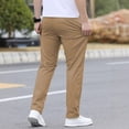 thumbnail image 4 of Summer New Men's Thin Cotton Casual Pants Business Solid Color Stretch Trousers Brand Male Sports Trousers Khaki 2XL, 4 of 4