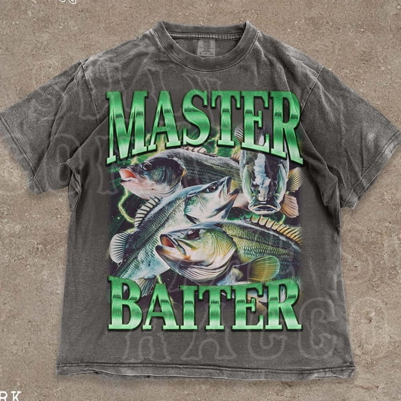 Master Baiter Bass Fishing T-Shirt, Funny Angler Graphic Tee, Vintage Style Angler Tee, Fishing Distressed Tee DARK HEATHER Unisex S-5XL Hot Trending Shirt, Vintage Birthday Gift