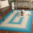 thumbnail image 6 of SAFAVIEH Braided Neville Bordered Machine Washable Reversible Area Rug, Blue/Beige, 5' x 5' Square, 6 of 15