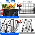 thumbnail image 4 of Folding Shopping Cart, Heavy Duty Grocery Cart with Removable Basket, 360° Rolling Laundry Cart & Lightweight Trolley for Shopping, Grocery, Laundry, Supermarket, Camping, Outdoor, Beach, 4 of 8