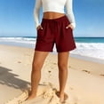 thumbnail image 3 of longantii Women's Linen Summer Shorts Casual Wide Leg Bermuda Shorts Mid Length High Waisted Drawstring Short 2026 Summer Beach Vacation Short with Pocket Watermelon Red M, 3 of 6