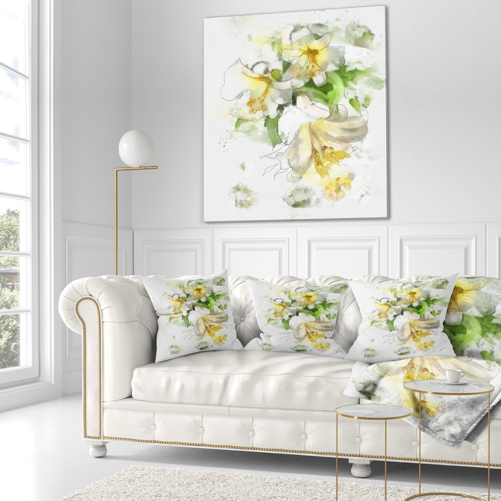 Designart Bunch of Small Flowers Watercolor - Floral Throw Pillow - 16x16