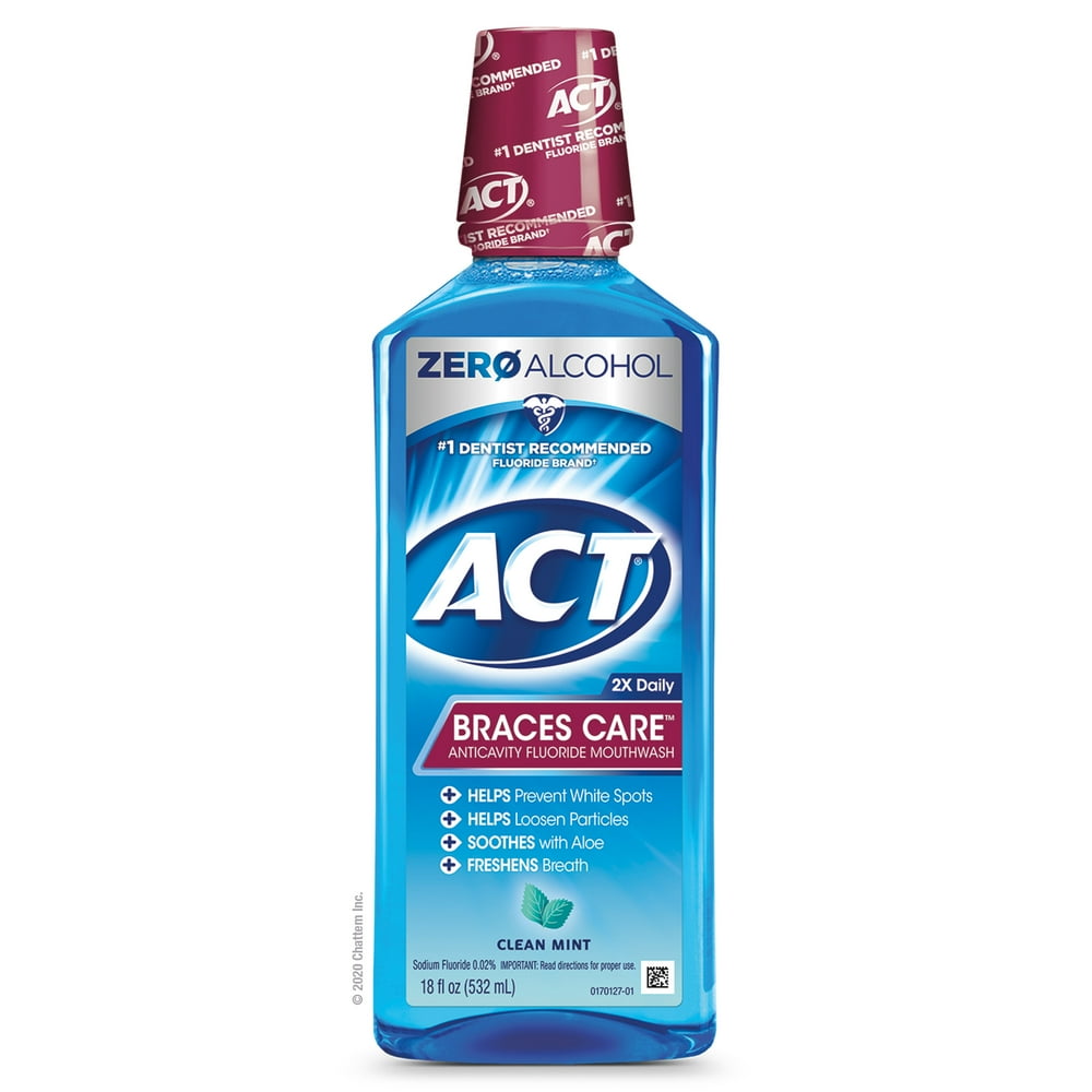 ACT Braces Care Anticavity Mouthwash (18 Oz, Clean Mint)