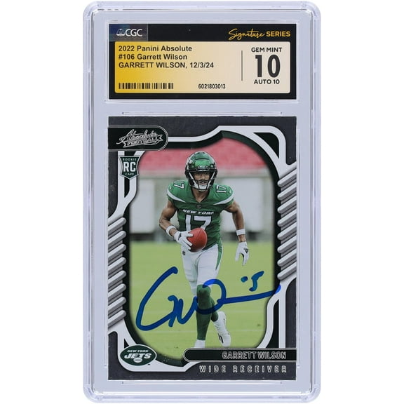 Garrett Wilson New York Jets Autographed 2022 Panini Absolute #106 CGC Fanatics Witnessed Authenticated 10/10 Rookie Card - Fanatics Authentic Certified