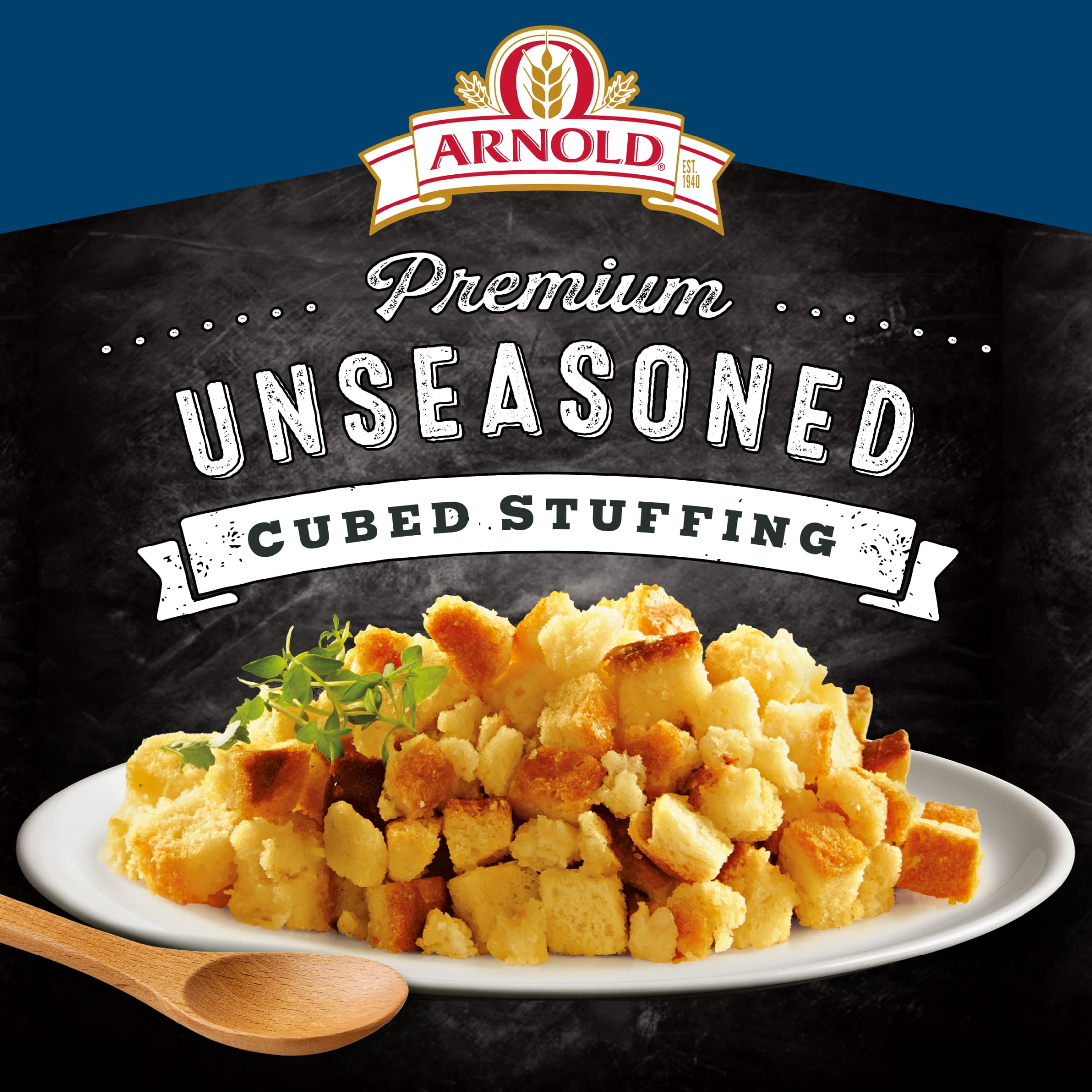 Arnold Premium Unseasoned Plain Cubed Bread Stuffing, 12 oz, Turkey Stuffing Mix, Bag
