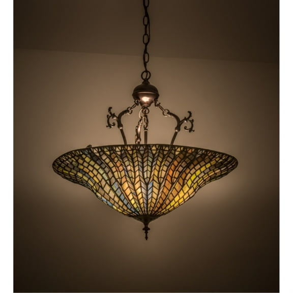 Meyda Lighting 24"W Tiffany Lotus Leaf Inverted Pendant