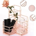 thumbnail image 3 of Portavasos hexagonal de metal Zhivalor organizador de brochas de maquillaje oro rosa, 3 of 7