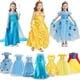 thumbnail image 2 of Disfraz de princesa Disney para niña, vestido de Frozen, Elsa, Anna, Bella, Blancanieves, Ariel, fiesta de cumpleaños, 2-12 años, 2 of 5