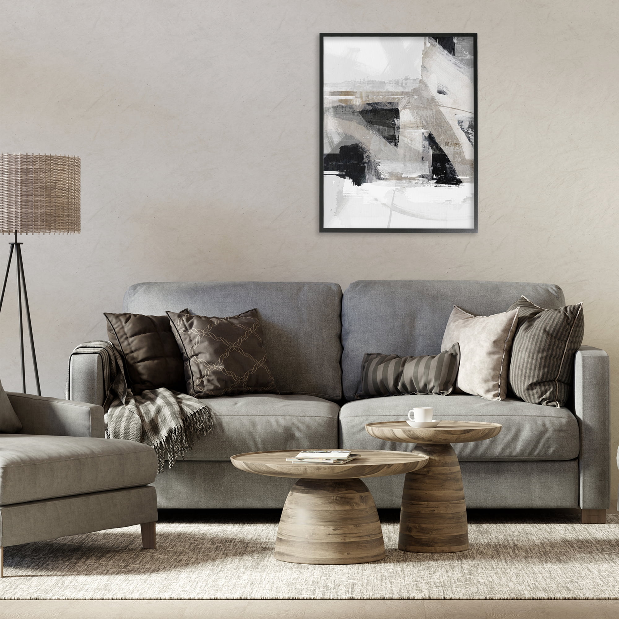 Stupell Industries Urban Industrial Complex Abstract Painting Black Framed Art Print Wall Art, 24 x 30