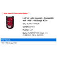 thumbnail image 2 of Left Tail Light Assembly - Compatible with 1984 - 1988 Dodge W350 1985 1986 1987, 2 of 2