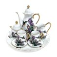 thumbnail image 1 of Hummingbird At Purple Flowers Patterned Set W/2 Cups & Saucers, Teapot, Cream, Sugar, Tray Mini Tea Set, 1 of 1