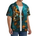 thumbnail image 2 of Vsdgher Elegant Butterfly And Flowers Men's Cuban Shirt, Hawaiian Shirts, Business Casual Button Down Shirts, Short Sleeve Shirt-XX-Large, 2 of 5