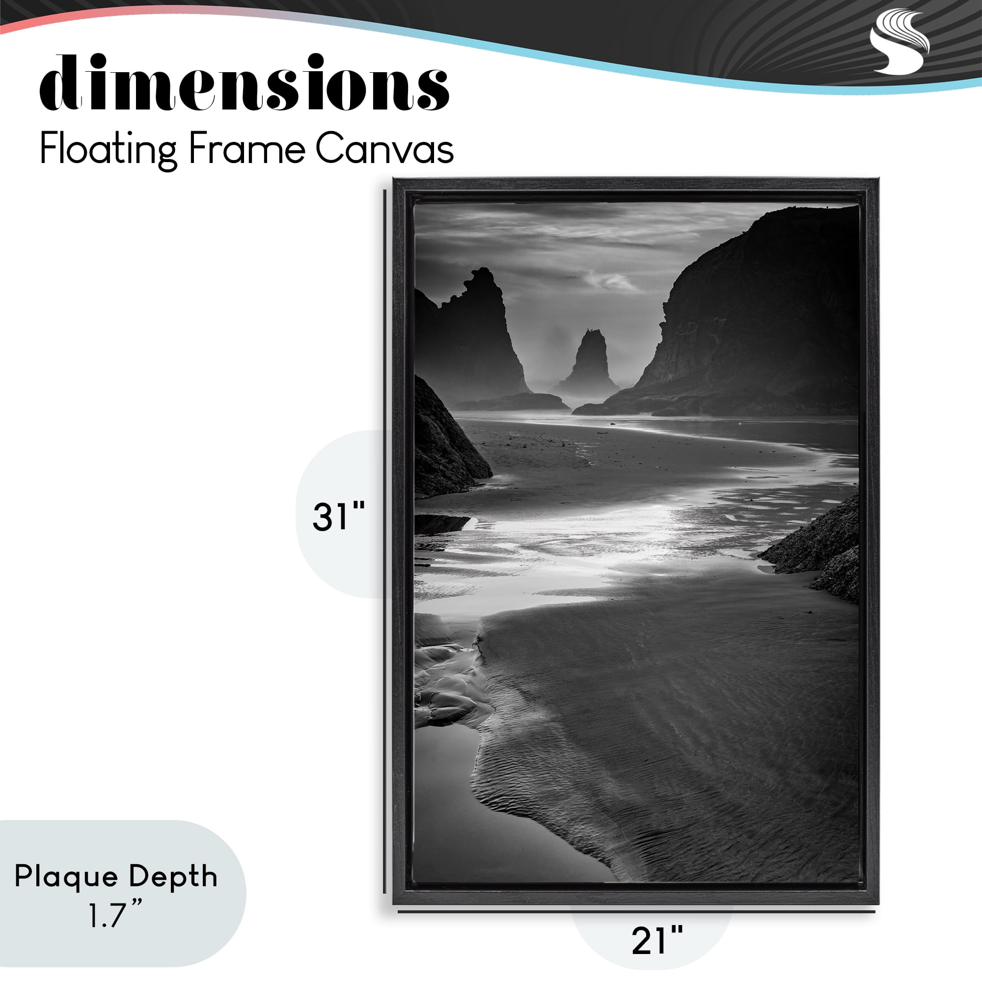 Stupell Industries Last Light On Bandon Beach Black Framed Floater Canvas Wall Art, design by Rick Berk