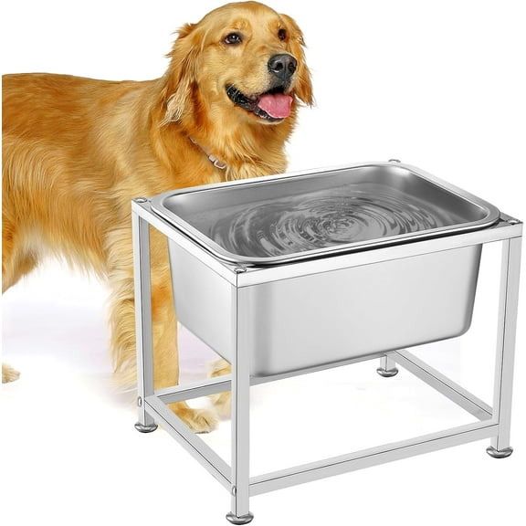 3 Gallons Large Elevated Dog Water Bowl - 11.5'' H Sturdy Stainless Steel Raised Dog Bowl with Stand for Extra Large Dogs Relief Joint Pressure, Easy to Clean Assemble for Indoor Outdoor