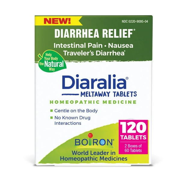 Boiron Diaralia Tablets Diarrhea Relief, Intestinal Pain, Nausea, Traveler's Diarrhea, (2 x 60