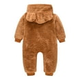 thumbnail image 2 of Daqian Baby Girl Clothes Clearance Infant Newborn Baby Girls Boys Bear Warm Thick Snowsuit Hooded Coat Jumpsuit Toddler Girl Clothes Clearance Brown 0-6 Months, 2 of 8