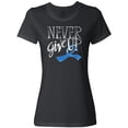 thumbnail image 3 of Inktastic Never Give Up- Colon Cancer Survivor with Blue Ribbon Women's T-Shirt, 3 of 5
