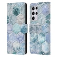 thumbnail image 1 of Micklyn Le Feuvre Marble Patterns Ice Blue And Jade Stone And Hexagon Tiles Leather Book Wallet Case Cover Compatible with Samsung Galaxy S21 Ultra 5G, 1 of 6