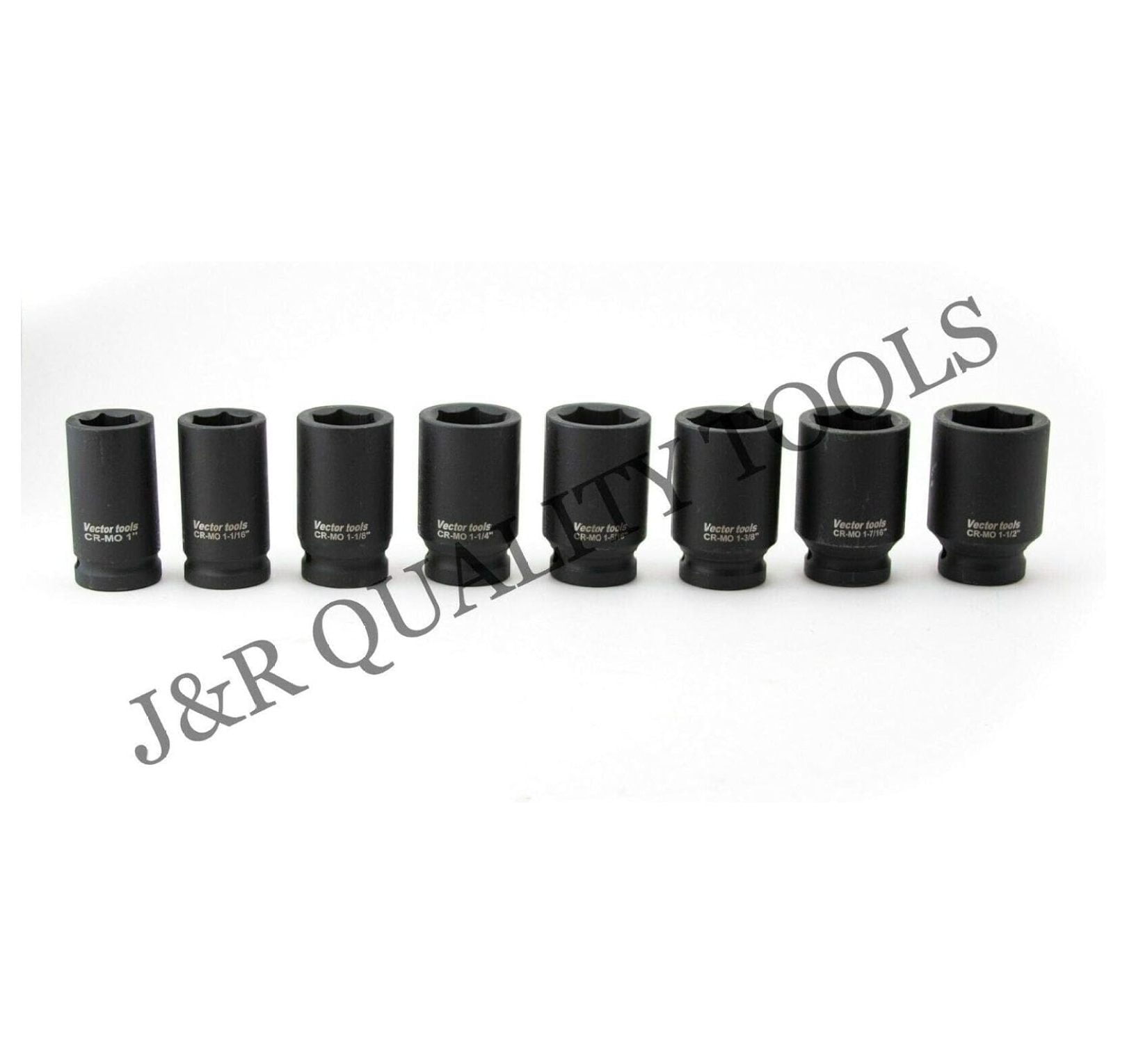 3/4-Inch Drive Deep Impact Socket Set, Inch, CrMo, 6-Point, 1-Inch - 1-1/2-Inch 8-Sockets