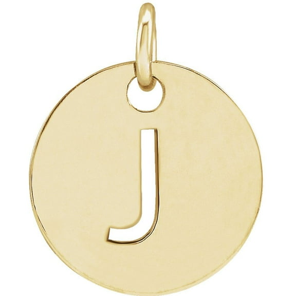 Precious Stars Unisex 18K Yellow Gold-Plated Sterling Silver Initial J Disc Pendant