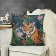 thumbnail image 2 of Tiger Throw Pillow Covers African Safair Animal Pillow Covers Wildlife Nature Cushion Covers for Kids Boys Adult Palm Tree Leaves Decorative Pillow Covers Sofa Bed Couch, 2 of 5