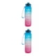 thumbnail image 1 of Eigraketly Botella de agua portátil con pajita de silicona a prueba de fugas para gimnasio, deportes de ciclismo, máquina para hacer tiempo, Azul rosado 2piezas, 1 of 6