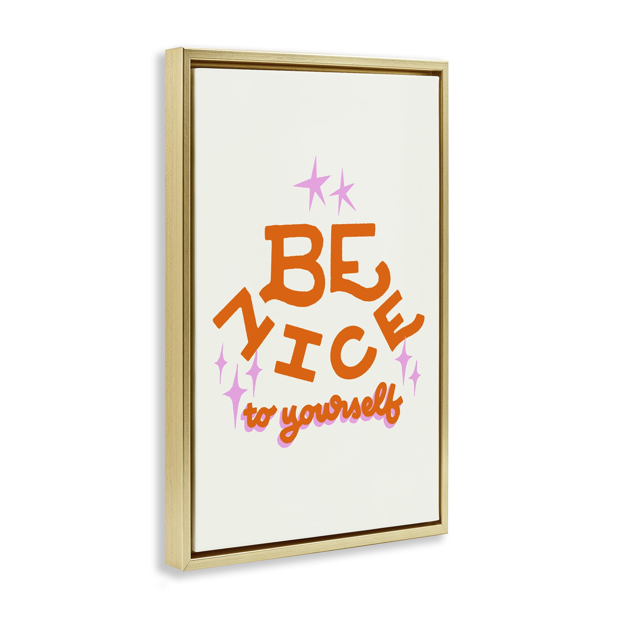 Stupell Industries Be Nice To Yourself Gold Framed Floater Canvas Wall Art, design by Indira Prieto | IndySign