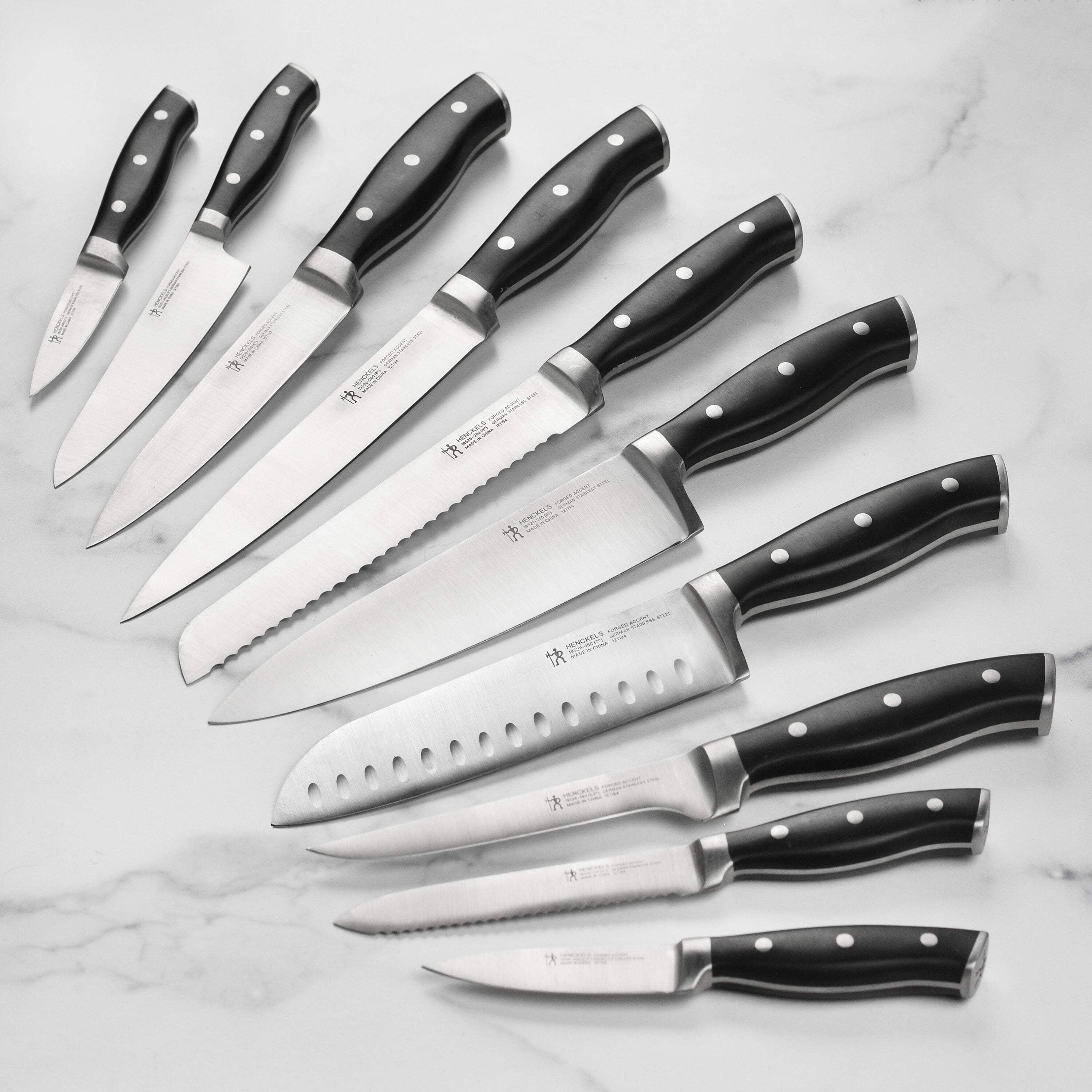 Henckels Forged Accent 20 Piece Self-Sharpening Knife Block Set, Black Handles