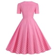thumbnail image 4 of Hfolob Womens Dresses Women's Square Neck Short Sleeve Bow Dots Vintage Dress Party Dress, 4 of 9
