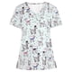 thumbnail image 1 of Blusa Umfun para mujer, blusa médica con bolsillo, blusa de enfermera de manga corta con cuello en V, blusa de uniforme de trabajo estampada, blusa blanca S, 1 of 4