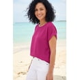 thumbnail image 2 of Woman Within Plus Size Short Sleeve Dolman Button Blouse, 2 of 6