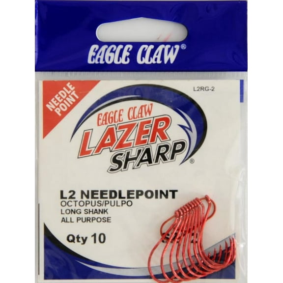 Lazer Sharp L2RGH-2 Octopus Hook, Red Plated Hook, Size 2