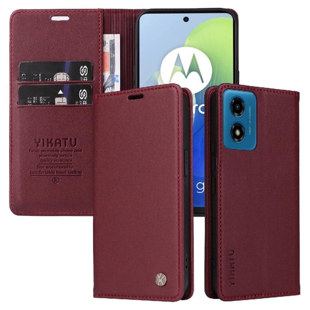 Funda para Motorola MOTO G04/G24 Estuche de Cuero PU Tipo Cartera con Ranuras para Tarjetas y Cierre Magnético
