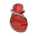 thumbnail image 3 of XYD Women Stylish Open Split Toe Crossed Strap Sandals Crystal Studded Flats Comfortable Beach Daily Shoes Size 4 Red, 3 of 4