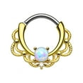 thumbnail image 2 of BodyJewelryOnline Septum Piercing Clicker Gold Lace Single Opalite CZ Gem 16ga Sold Each Men Women, 2 of 8