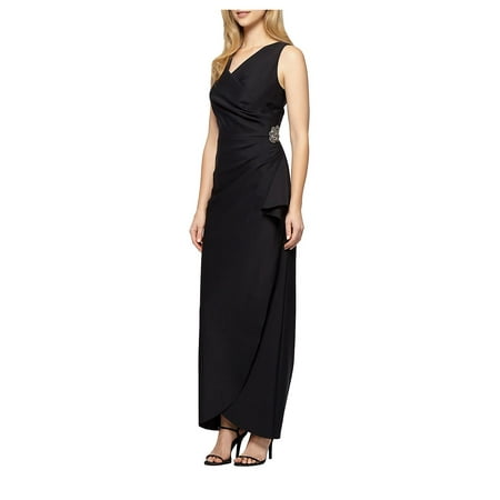 Alex Evenings Sleeveless - Mock-Wrap Column Gown