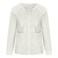 thumbnail image 5 of IROINNID Women's Leisure Short Coat Round Neckline Solid Color Zip Up Long Sleeve Outwear, Beige, 5 of 8