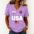 thumbnail image 5 of BODOAO Women's 250 Anniversary USA Shirt V-Neck Short Sleeve 250 Years T-Shirt 1776-2026 250Th Spring Summer Casual Patriotic Shirts Loose Fit Tops Plus Size Purple M, 5 of 5