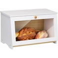 thumbnail image 1 of HOMEKOKO Wooden Bread Bin for Kitchen Counter Single Layer Bamboo Large Capacity Food Storage Container (White), 1 of 6