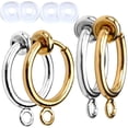thumbnail image 1 of 12 Pieces Clip-on Earring Converters Round Hoop Earring Findings with Easy Open Loop for Non Pierced Ears with 12 Pieces Silicone Earring Pads,Gold & Silver, 1 of 5