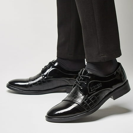

TANGNADE Fashion Summer And Autumn Men Leather Shoes Low Heel Pointed Toe Lace Casual Comfortable Leather Pattern