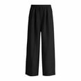 thumbnail image 4 of Dresfit Palazzo Pants Women Wide Leg Linen Yoga Trousers Summer 2026 Loose Flowy Pant Stretch Elastic Beach Slacks with Pockets Black XL, 4 of 6