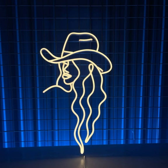 Craftnamesign Cowgirl Neon Sign Wall Decor 20" x 13" Custom Cowgirl LED Light Wall Art Signs