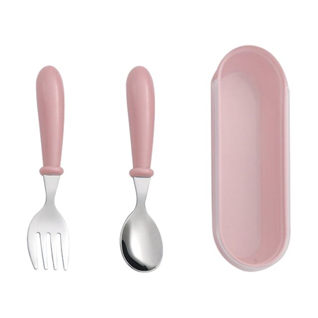 Bewildely Juego de tenedor y cuchara ligero de acero inoxidable para experiencias gastronómicas fáciles de limpiar Mostrada Rosa