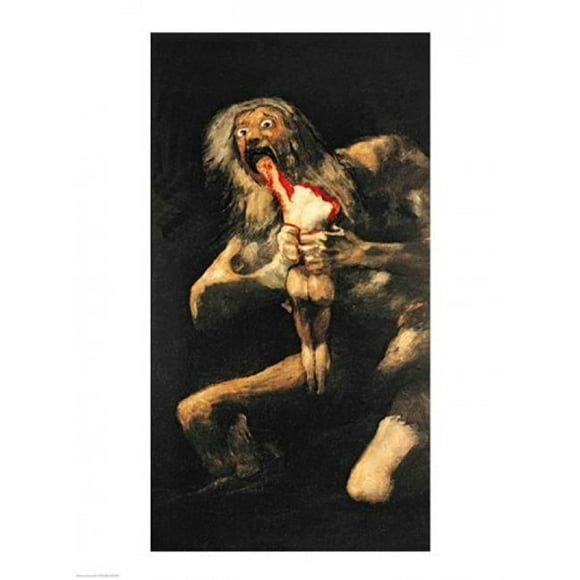 Affiche Imprimée de 1821-23 avec un de Ses Enfants Dévorant Saturne par Francisco de Goya - 18 x 24 Po.